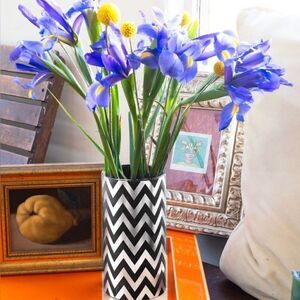 Leather Wrapped Vase " The Zig Zag" (Metallic Silver) by: Dillon Candles